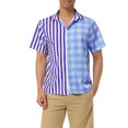 thumbnail image 1 of MODA NOVA Big & Tall Men's Striped Printed Plaid Shirt Short Sleeve Purple Black LT, 1 of 5
