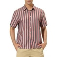 thumbnail image 1 of MODA NOVA Big & Tall Men's Striped Shirt Short Sleeve Button Down Beach Shirt Khaki Blue XLT, 1 of 6
