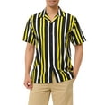 thumbnail image 1 of MODA NOVA Big & Tall Men's Striped Short Sleeves Button Down Hawaiian Shirt Black Yellow XL, 1 of 5