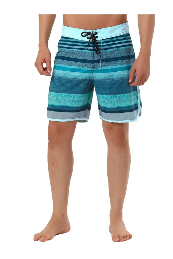 Big & Tall Men's Summer Contrast Color Drawstring Board Shorts Blue Grey LT(US 36)