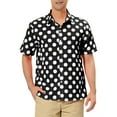 thumbnail image 1 of MODA NOVA Big & Tall Men's Summer Polka Dots Print Hawaiian Button Down Shirt Black LT, 1 of 6
