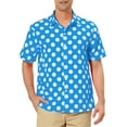 thumbnail image 1 of MODA NOVA Big & Tall Men's Summer Polka Dots Print Hawaiian Button Down Shirt Blue XLT, 1 of 6