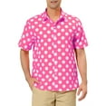 thumbnail image 1 of MODA NOVA Big & Tall Men's Summer Polka Dots Print Hawaiian Button Down Shirt Pink 2XLT, 1 of 6