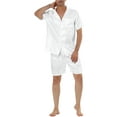 thumbnail image 1 of MODA NOVA Big & Tall Men's Summer Satin Pajama Sets Short Sleeve Nightwear White L, 1 of 3