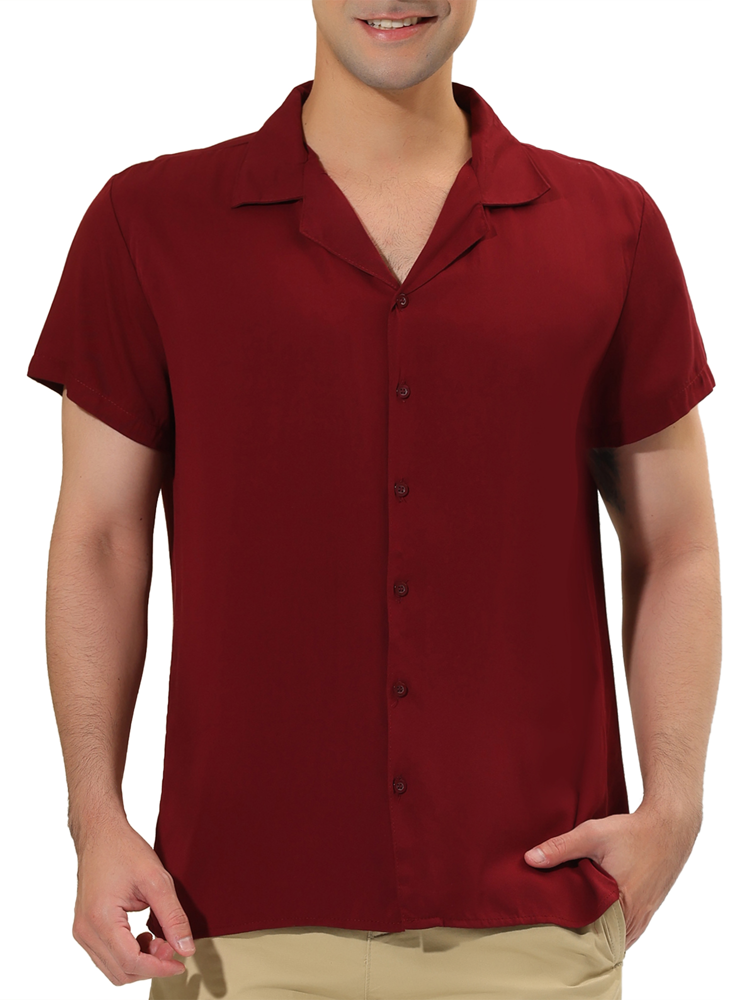 MODA NOVA Big & Tall Men's Summer Shirts Camp Collar Button Down Beach