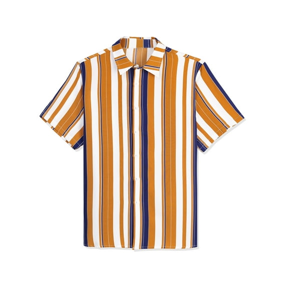 MODA NOVA Big & Tall Men's Summer Striped Shirts Short Sleeves Button Down Beach Shirt