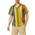 thumbnail image 1 of MODA NOVA Big & Tall Men's Vertical Striped Shirt Short Sleeve Hawaiian Shirt Yellow Green 2XLT, 1 of 5