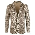 thumbnail image 1 of MODA NOVA Big & Tall Men's Vintage Leopard Print Notched Lapel Blazer Brown 2XL, 1 of 6