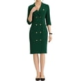 thumbnail image 1 of MODA NOVA Blazer Dress for Juniors Double Breasted Lapel Belted Work Midi Dresses, 1 of 5