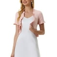 thumbnail image 1 of MODA NOVA Cropped Cardigan for Juniors Open Front Ruffle Knit Shrugs Pink S, 1 of 4