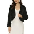 thumbnail image 1 of MODA NOVA Cropped Open Front Jacket for Juniors Faux Fur Long Sleeve Bolero Winter Coat, 1 of 5