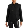 thumbnail image 1 of MODA NOVA Double Breasted Coat for Juniors Stand Collar Winter Casual Short Jacket XS Black, 1 of 5