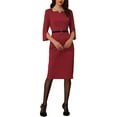 thumbnail image 1 of MODA NOVA Dress for Juniors 3/4 Sleeve Split Cuff Wear to Bodycon Dresses with Belt, 1 of 5