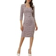 thumbnail image 1 of MODA NOVA Elegant Dress for Juniors 3/4 Sleeve Plaid Tweed Bodycon Dress, 1 of 5