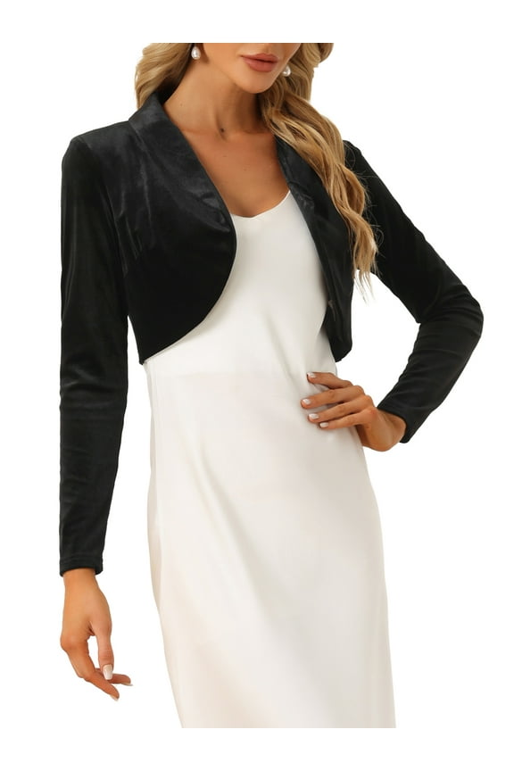 Elegant Velvet Shrug for Junior's Open Front Bolero Crop Cardigan