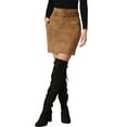 thumbnail image 1 of MODA NOVA Faux Suede Skirt for Juniors Casual High Waist Belted A-Line Mini Skirts, 1 of 5