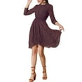 thumbnail image 1 of MODA NOVA Junior's 3/4 Sleeve Asymmetrical Hem Smocked Waist Floral Dress, 1 of 5