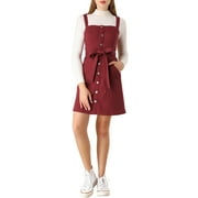 MODA NOVA Junior's Adjustable Strap a-Line Overall Denim Dress