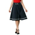 thumbnail image 1 of MODA NOVA Junior's Button Decor Tie High Waist A-Line Mid-Length Skirt Black 5, 1 of 5