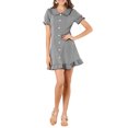 thumbnail image 1 of MODA NOVA Junior's Casual Plaid Ruffle Doll Collar Button Up Mini Dress Black S, 1 of 5