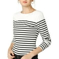 thumbnail image 1 of MODA NOVA Junior's Color Block Long Sleeve Striped T-Shirt Black-White M, 1 of 5
