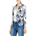 thumbnail image 1 of MODA NOVA Junior's Contrast Lining Open Front Floral Print Blazer White Blue L, 1 of 5