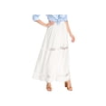 thumbnail image 1 of MODA NOVA Junior's Fabric Lace Insert Swing Elastic Waist Maxi Skirt Cream White L, 1 of 6
