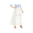 thumbnail image 1 of MODA NOVA Junior's Fabric Lace Insert Swing Elastic Waist Maxi Skirt Cream White XL, 1 of 6