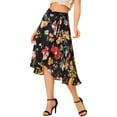 thumbnail image 1 of MODA NOVA Junior's Floral High Waist Tie Asymmetric Hem Chiffon Midi Skirt, 1 of 6