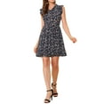 thumbnail image 1 of MODA NOVA Junior's Floral Print A Line V Neck Sleeveless Ruffle Dress, 1 of 6