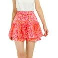thumbnail image 1 of MODA NOVA Junior's Floral Print Elastic High Waist A-Line Mini Skirt Pink M, 1 of 7