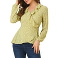 thumbnail image 1 of MODA NOVA Junior's Floral Print Ruffle V Neck Self Tie Wrap Peplum Top, 1 of 7