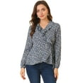 thumbnail image 1 of MODA NOVA Junior's Floral Print Ruffle V Neck Self Tie Wrap Peplum Top, 1 of 7