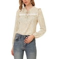 thumbnail image 1 of MODA NOVA Junior's Floral Top Ruffle Tie Neck Chiffon Blouse White M, 1 of 5