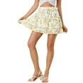 thumbnail image 1 of MODA NOVA Junior's Layered Elastic Waist A-Line Ruffle Hem Mini Skirt White M, 1 of 5