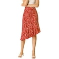 thumbnail image 1 of MODA NOVA Junior's Leopard Print Ruffle Trim Chiffon A Line Midi Skirt Red 11, 1 of 7