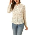 thumbnail image 1 of MODA NOVA Junior's Long Sleeve Button Down Ditsy Floral Shirt White L, 1 of 7