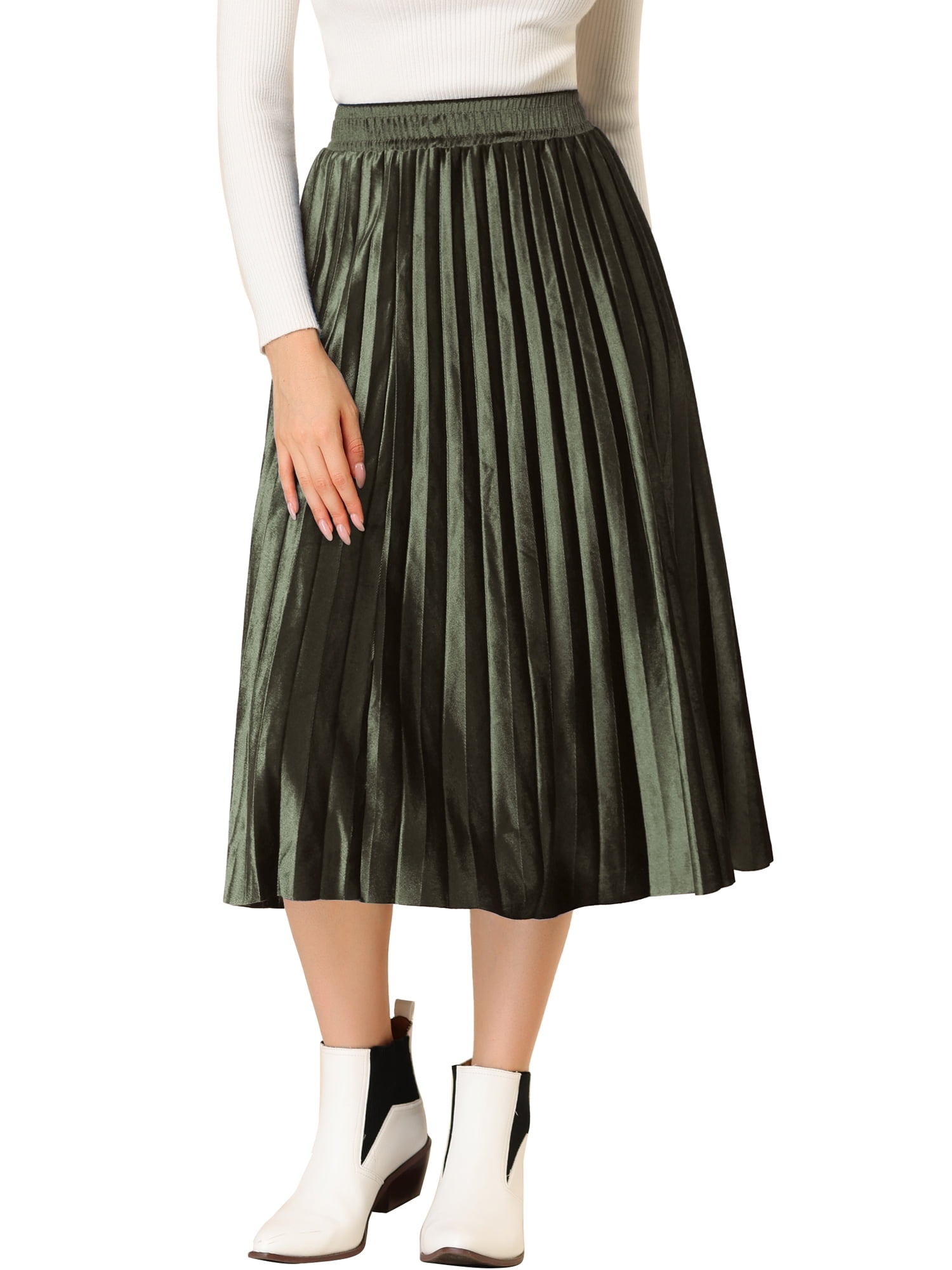 MODA NOVA Junior's Metallic Accordion Elastic Waist Pleated