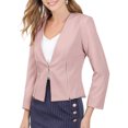 thumbnail image 1 of MODA NOVA Junior's Open Front Zipper Collarless Solid Cropped Blazer Pink S, 1 of 5