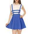 thumbnail image 1 of MODA NOVA Junior's Party Costume Elastic Waist Cut Out A Line Mini Suspender Skirt Royal Blue S, 1 of 4