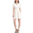 thumbnail image 1 of MODA NOVA Junior's Peter Pan Collar Tie Waist Chiffon A-Line Button Up Mini Ruffle Dress, 1 of 6