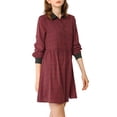 thumbnail image 1 of MODA NOVA Junior's Plaid Long Sleeve Point Collar a-Line Shirt Dress, 1 of 7