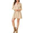 thumbnail image 1 of MODA NOVA Junior's Plaid Notched Lapel Double Breasted Long Sleeve Dress, 1 of 5