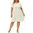 thumbnail image 1 of MODA NOVA Junior's Plus Nightgown Stretch Pattern Round Neck Sleep Dress White 4X, 1 of 5