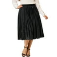 thumbnail image 1 of MODA NOVA Junior's Plus Size Elastic Waist Metallic Velvet Pleated Midi Skirt, 1 of 6