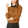 thumbnail image 1 of MODA NOVA Junior's Polka Dots Button Up Shirt Long Sleeve Top Blouse Caramel S, 1 of 5