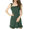 thumbnail image 1 of MODA NOVA Junior's Polka Dots Sleeveless A Line Slip Ruffle Tie Short Mini Dress Green-Dots XXL, 1 of 5