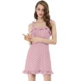 thumbnail image 1 of MODA NOVA Junior's Polka Dots Sleeveless A Line Slip Ruffle Tie Short Mini Dress Pink-Dots L, 1 of 7