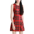 thumbnail image 1 of MODA NOVA Junior's Round Neck Sleeveless Plaids A-Line Fit and Flare Mini Dress, 1 of 6