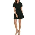 thumbnail image 1 of MODA NOVA Junior's Ruffle Collar V Neck Short Sleeve Above Knee Shirt Dress, 1 of 6